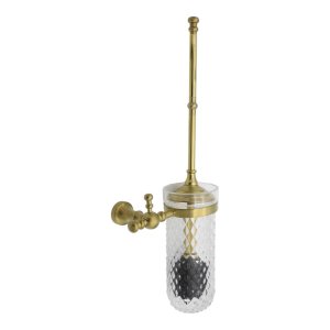 Ornate Gold Wall-Mounted Toilet Brush with B Glass