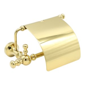 Classic Gold Toilet Paper Holder with Lid  Wall Mounted