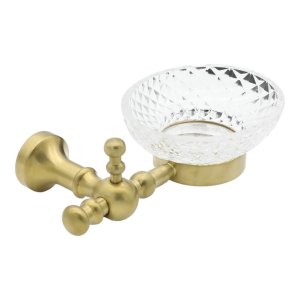Gold Wall-Mounted Soap Dish with Cut Glass Bowl