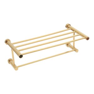 Wall-Mounted Towel Rack with Bar – Polished Gold Brass – 53 cm