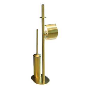 Gold Free Standing Toilet Brush & Paper Holder