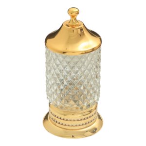 Gold Cotton Holder with Lid