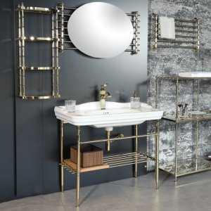 Oval Wall Mirror with Brass Frame