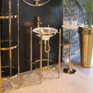 Estella Glass Sink with Gold Brass Stand