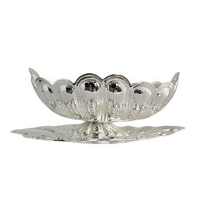 Large Handmade Brass Sugar Bowl with Tray