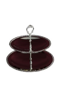 Two Tier Handmade Brass Cake Stand with Glass Plates