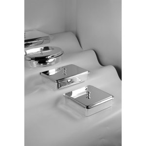 Handmade Brass Rectangular Serving Dish with Lid and Glass Insert