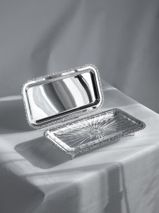 Handmade Brass Rectangular Serving Tray with Glass Insert