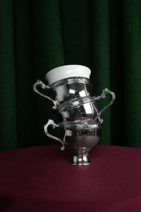 Handmade Brass Coffee Cup Set with Porcelain Inserts