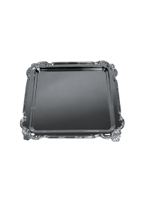 Handmade Brass Square Footed Serving Tray