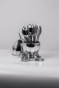 Handmade Brass Egg Shaped Cutlery Holder