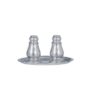 Handmade Brass Salt and Pepper Shaker Set with Tray