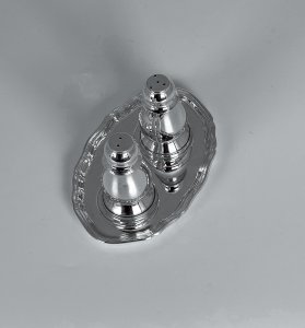 Handmade Brass Salt and Pepper Shaker Set with Tray