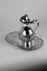 Handmade Brass Pitcher with Decorative Serving Tray