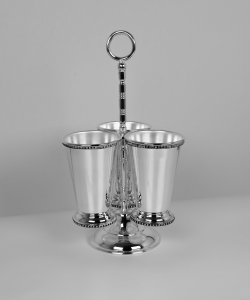 Handmade Brass Triple Utensil Holder Stand