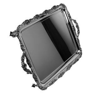 Handmade Brass Ornamental Serving Tray with Handles