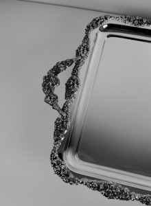 Handmade Brass Ornamental Serving Tray with Handles