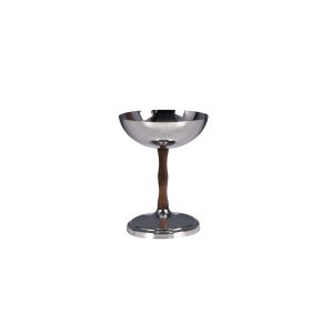 Handmade Brass and Wooden Stem Ice Cream Bowl Set of 6