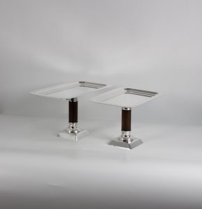 Handmade Brass Cake and Pie Stand Set of 2 with Wooden Stem