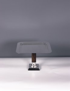 Handmade Brass Square Cake and Dessert Stand Set of 2 with Wooden Stem