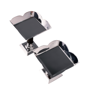 Handmade Brass Scalloped Dessert Stand Set of 2 with Wooden Stem