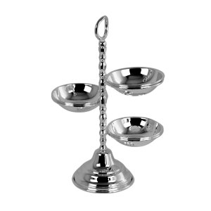 Handmade Brass Three Bowl Serving Stand