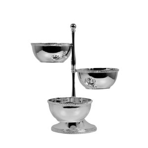 Handmade Brass Three Tier Snack Bowl Stand