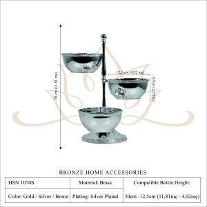 Handmade Brass Three Tier Snack Bowl Stand
