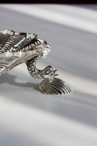 Handmade Brass Shell Caviar Server with Lid