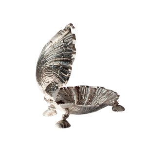 Handmade Brass Shell Caviar Server with Lid