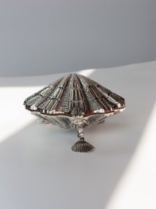 Handmade Brass Shell Caviar Server with Lid