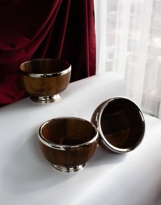 Handmade Brass and Wooden Serving Bowl