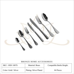 Handmade Brass Cutlery Set of 84 Pieces for 12 People