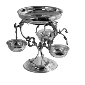 Handmade Brass Fruit Bowl Stand with Hanging Bowls Large