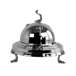 Handmade Brass Caviar Server with Lid and Sculptural Base