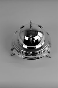 Handmade Brass Caviar Server with Lid and Sculptural Base