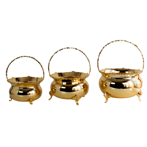 Handmade Brass Fruit Bowl Set of 3 with Handle