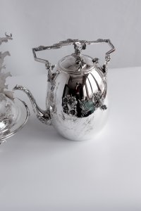 Handmade Brass Tea Pot with Warming Stand